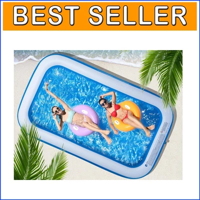 Durable 120"x72" Inflatable Swimming Pool for Kids & Adults - Backyard Fun