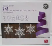 GE Random Sparkle 8ct 96 Light Snowflake Icicle Style Lights Clear