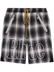 [RHUDE] Plaid Logo Short