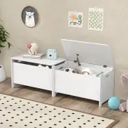 CostwayKids Toy Box with Safety Hinge Wood Storage Chest Flip-Top Storage Organizer-White