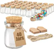 40 Pack Glass Favor Jars with Cork Lid, 3.4 Oz Small Glass Bottles for Wedding F