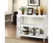 Chic White 3 Tier Console Table Contemporary Design MDF Hallway Entryway