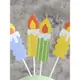 網紅復古紙質彩色火焰蠟燭蛋糕裝飾插牌卡通笑臉太陽小熊生日插件
