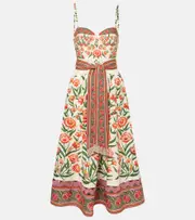 [Farm Rio] Farm Rio Printed cotton midi dress AU 12 white
