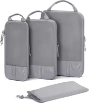 bagsmart Compression Packing Cubes for Suitcases,6 Set/4 Set/2 Set Travel Organizer Essentials, Expandable Luggage Suitcase Bags Set, Lightweight Organizers as Accessories Women / Men, Grey-4 PCS