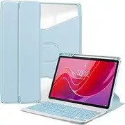 Jarttarn Keyboard Case Compatible with Lenovo Tab M11 11 Inch 2023 / Xiaoxin Pad 2024 Rotating Stand Smart Tablet Cover Detachable Wireless Tab M11 Keyboard Case with Pen Holder (Sky Blue)