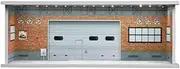 Garage Showcase Acrylic Cover 1:64 Simulation Parking lot Model Miniature Scene Parking Garage PVC Assembly Model with Light Parking Space car Model Display Stand(Red Brick)