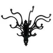 Vintage ANTIQUE wrought Cast IRON Victorian folding hat coat RACK 15 WALL HOOKS