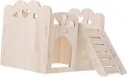 Generic 1 Set Wooden Guinea Pig Hideout House Multi Functional Hamster Nest for Small Animals for Play and Rest Safe Wooden Material for Hamsters and Chinchillas