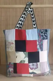 Handmade Multicolor Patchwork Double Handled Tote Bag 15"-15"