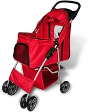 Pet Stroller Travel Carrier Red Folding
