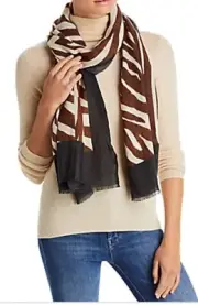 Echo Zebra Frame Wrap, Espresso, 24"W x 72"L, Eyelash fringe edges, New $59