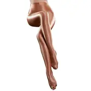 Women Shiny Glossy Spandex Stockings Opaque Pantyhose Sports Fitness Tights Champagne