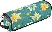Yoogain 2 in 1 Hair Tools Organizer with Heat Resistant Mat Dustproof Travel Hair Straightener Bag for Flat Irons, Straighteners, Curling Irons, Watercolor White Yellow Maple Leaves Turquoise