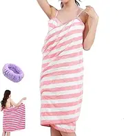 [Generic] Glow Wrap Towel with Straps, Chic Cache Glow Wrap Towel, Wearable Towels Dress Absorbent Bath Robe, Wearablehalter Wearable Bath Wrap's Towels (PinkWhite,70 * 160 CM)