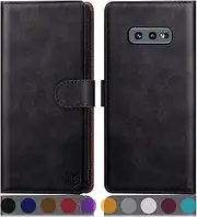 SUANPOT PU Leather Flip Wallet Phone Case with Credit Card Holder for Samsung Galaxy S10e, Black