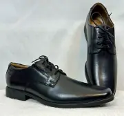 NIB Clarks Men’s Tilden Plain Black Lace Up Oxford Dress Shoes / 9.5