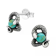 Silver Snake Stud Earrings