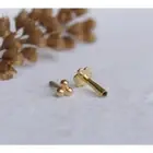 14k Solid Yellow Gold Plain Three Dot Piercing Stud Earring For Helix, Conch
