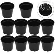 Black Plastic Plant Pots Set of 10 Built to Last and Resistant to Weather