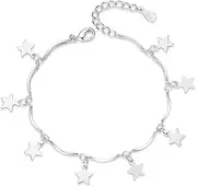 Chain Bracelets,Silver Bracelet,Fashion Bangle,Sterling Silver Bracelet for Women,Ladies 925 Sterling Silver Bracelet Hand Silver Stars Bracelet Fashion Bracelet Ladies Silver Jewellery Gifts