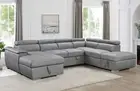 NNEDSZ Plush Sleeper Modular Chaise Lounge - Light Grey