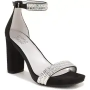 Naturalizer Womens Joy Sparkle Black Satin Heels Shoes 6 Medium (B,M) BHFO 4741