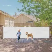 Extra Wide 140" Retractable Safety Gate for Baby & Pets – Gray, Large Openings