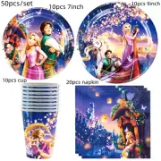 Tangled Rapunzel Theme Party Supplies Tableware Paper Cup Plate Napkin Tableclot