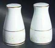 Noritake Dearest Salt & Pepper Shakers White Floral w/Gold Edge