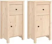 vidaXL Rustic Solid Pine Wood Sideboards (2 pcs), 40x35x80 cm - Brown Spacious Cabinets with Sturdy Tabletop