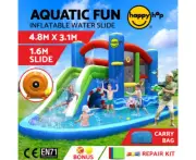 Happy Hop Inflatable Water Slide Jumping Trampoline Castle Bouncer Toy Splash