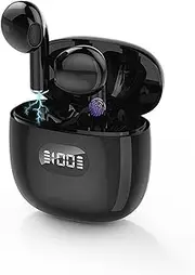 Wireless Bluetooth Earbuds,in-Ear Earphones,24Hrs Playback Stereo,ENC Calls Noise Cancelling,Fast Charging,with LED Display Charging Case,IPX6 Waterproof,with Mic (Black)