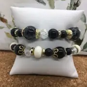 2 PC Handmade Bohemian Beaded Stackable Stretch Bracelet Set New Free Ship 4312