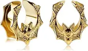 [Longbeauty] 1 Pair Open Saddle Retro Flesh Ear Tunnel Flame Style Ear Gauge Piercing Earrings Expander 8 mm - 16 mm Silver/Black/Gold