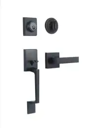 Front Door Handle, Black Front Door Handle Single Cylinder Handleset Matte Black