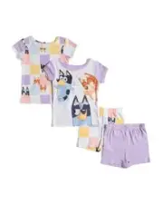 New Toddler Girl 4-piece Bluey "Where Is Dad" Shorts Pajama Set - 2T