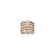 Sterling Silver Rose Gold-plated Cubic Zirconia Eternity Ring Set Size 6