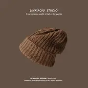 Beret / Baseball Cap / Bucket Hat / Applique Beanie Beanie - Brown - One Size