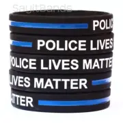 5 Police Lives Matter Wristbands. Thin Blue Line Law Enforcement Awareness Bands