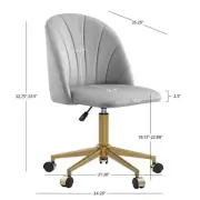 Linon Home Decor Desk Chair 24.25" W, Adjustable Gray Polyester Velvet Fabric