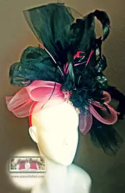 Kentucky Derby Punk Headband Black Pink XL Fascinator Hat Contest Headpiece Big
