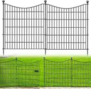 10 Panels Decorative Garden Fence with Gate, 32 in(H) X 23.6 ft(L) No Dig Dog Fence Animal Barrier Outdoor for Yard, Rustproof Metal Garden Edging and Borders, Temporary Fencing Stakes