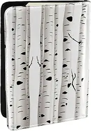 [JEJEA] Birch Tree Print Travel Organizer Credit Cards Case Passport BookPassport Holder Cover Wallet forTraveling,, Black, One Size