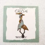 USA-Made Pin w/ Bronze Casting Featuring Entwined Blue Herons by Cavin Richie