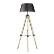 New Oriental Antique Tripod Floor Lamp with Black Shade