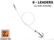 6 - WIRE BLEEDING ICE FISHING TIP UP LEADER / TREBLE HOOK RIG - Z LEADERS #150