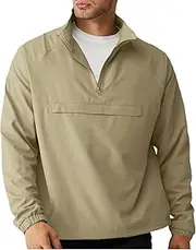 [Aulemen] Men's Casual Quarter Zip Pullover-Athletic Lightweight Jackets Hiking Golf for Men Mock Neck with Pockets