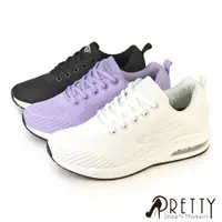 在飛比找PChome24h購物優惠-【Pretty】女鞋 休閒鞋 運動鞋 氣墊鞋 綁帶 彈力 輕