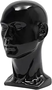 Male Mannequin Head, PVC Black Mannequin Head, Multi-functional for Wigs, Men Manikin Model for Display Hats, Wigs Jewellery Male